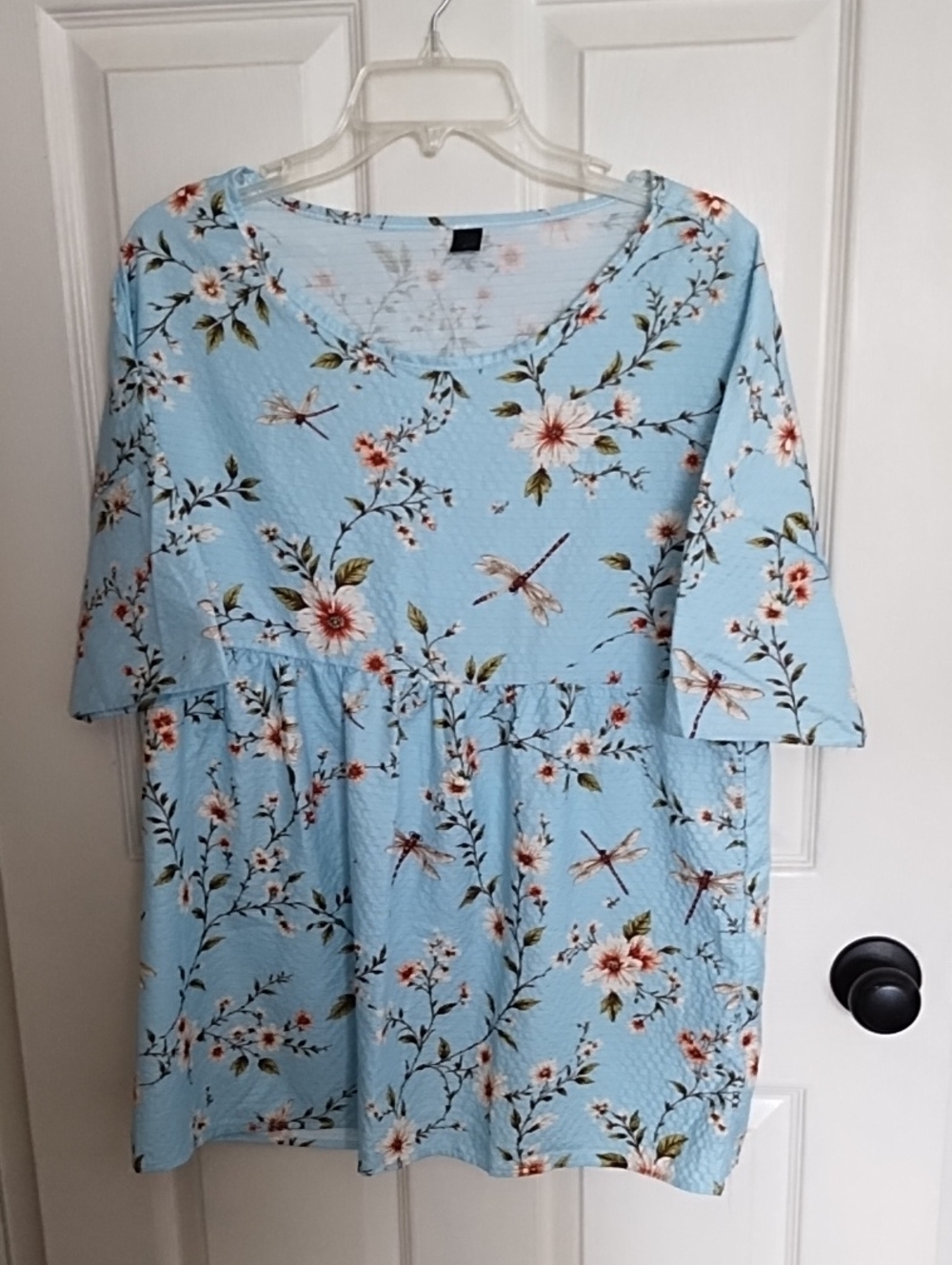 Amazon Light Blue Floral & Dragonfly Tunic